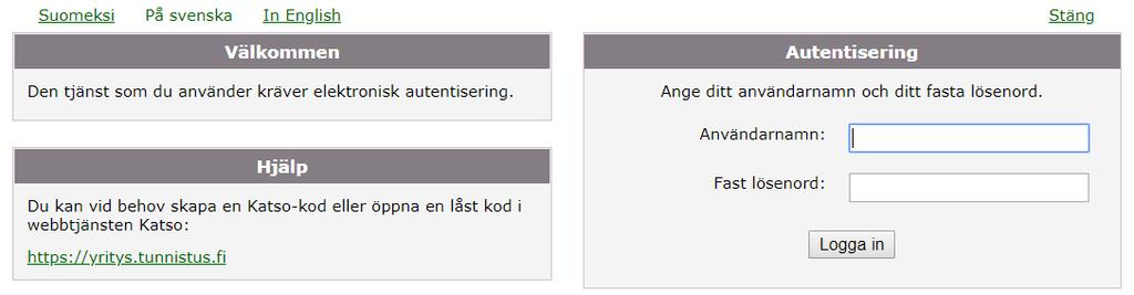 4 2. Välj sättet för identifiering: företagskund Om du ska använda tjänsten som företagskund, välj företagskund som identifieringssätt. 3.