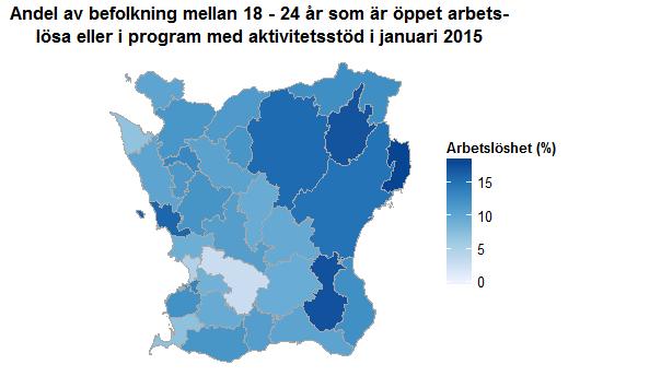 Datum 2015-03-09 8 (11) Andelen av befolkningen i Skåne som var öppet arbetslösa eller i program med aktivitetsstöd