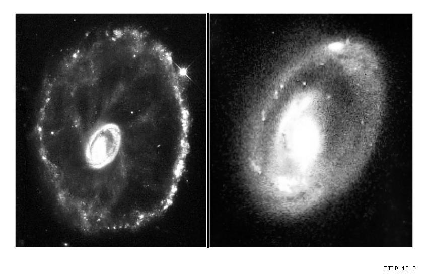 Antennerna, påp avståndet 65 miljoner Växelverkande och kolliderande galaxer The Cartwheel tros ha uppkommit genom en galaxkollision för r 200 miljoner år r sedan