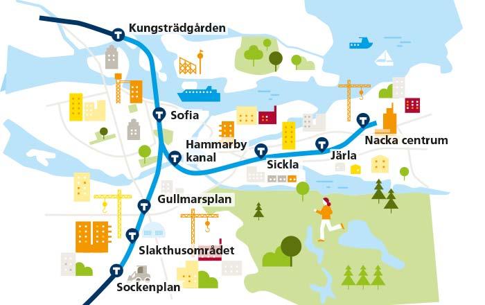 Kungsträdgården Nacka C och Gullmarsplan och Söderort Byggstart senast 2018 Trafikstart cirka 2025 3.