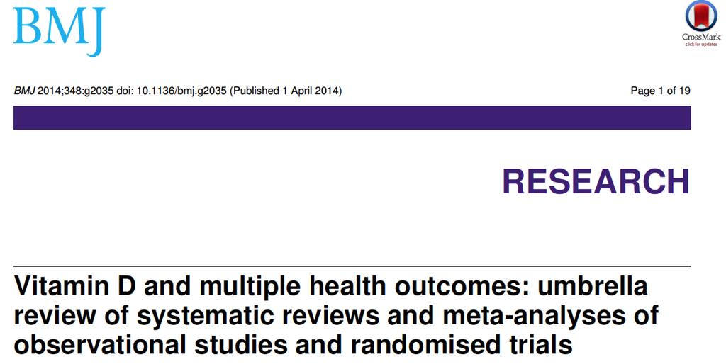 Effect of vitamin D supplementation on bone density in elderly women 23 studier 23,5 månaders behandling 4082 studiedeltagare 92% kvinnor 59 år, medelålder Ingen effekt på BMD i ländrygg, helkropp,