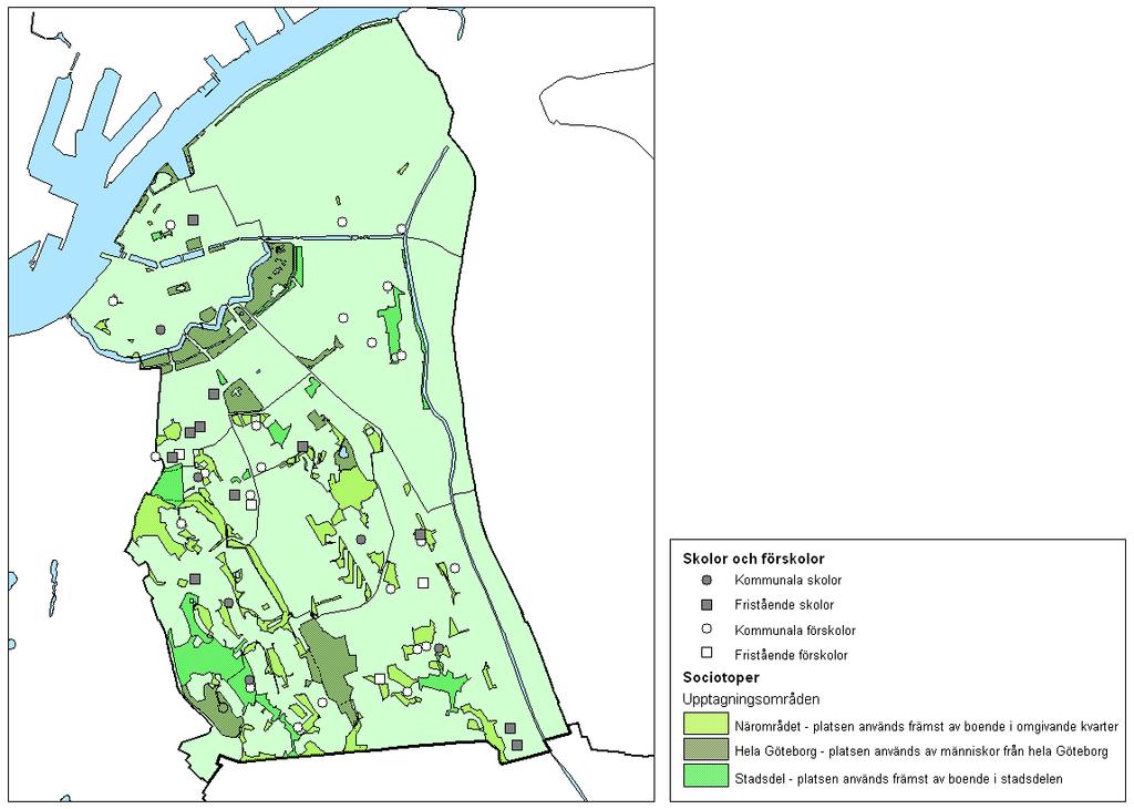 2 Fysisk miljö I finns 25 kvm park- och naturytor (som förvaltas av park- och naturförvaltningen) per person, att jämföra med 23 kvm park- och naturytor per person för som helhet.