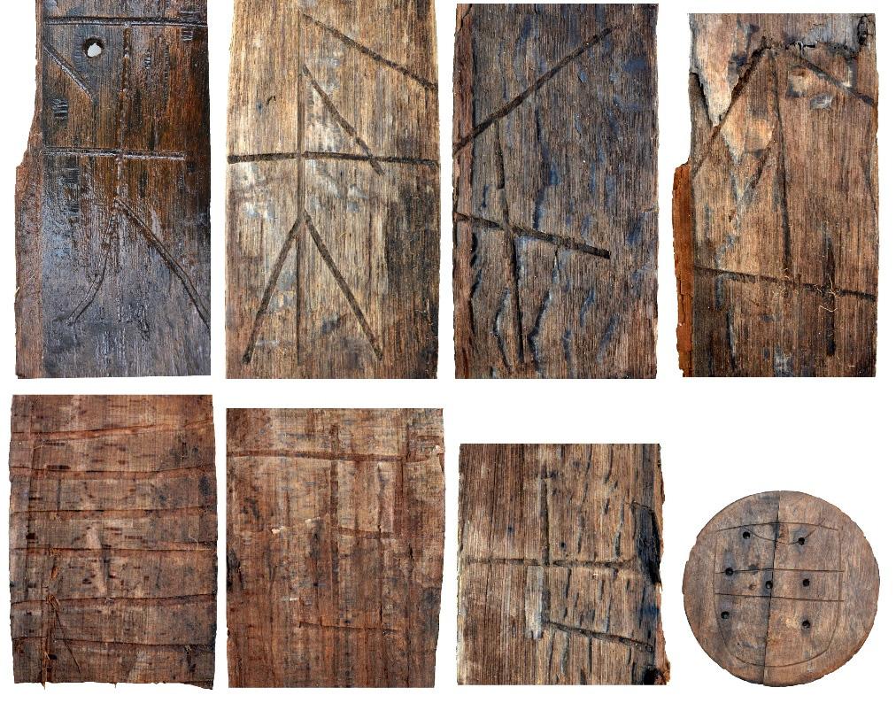 På de trätunnor som togs upp med grävmaskin kunde 8 hela eller delar av bomärken dokumenteras.