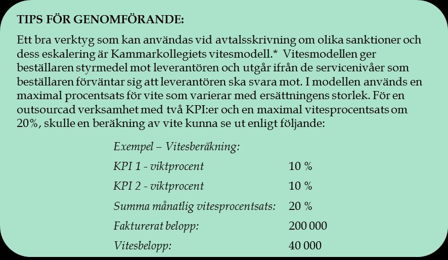 det naturligt att eftersträva en rättelse av avvikelserna i ett första steg. Vite kan i ett nästa steg användas som en påtryckning på leverantören i syfte att åstadkomma en rättelse.