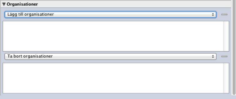 5.5 Administrera objektens organisationer Även för organisationer kan multipla värden väljas med CTRL/CMD+klick.