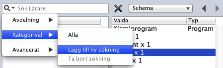 4.0 Objektlistan - namngivna kategorival För att skapa ett eget kategorival väljer man en kategori, t ex