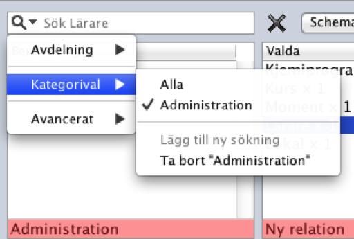 Nu kommer namnet på det nya kategorivalet att synas även längst ned i objektlistan.