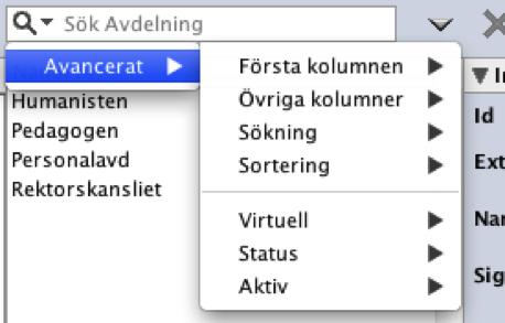 Man kan utföra massändringar på objekt. Objekthanteraren kan delas in i fyra sektioner. Från vänster till höger finns typ- och organisationsval, kategorival, objektlista samt objektinformation.