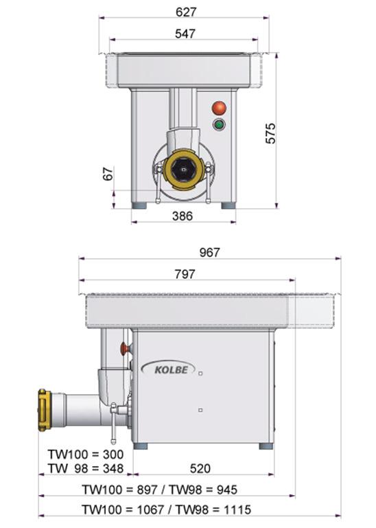 Enterprice E32 / Unger B98 Enterprice E32 / Unger B98 TWK32: 100 TWK98: 98 Stöt 2 ställbara, rostfria antivibrationsfötter, 2 fasta Rostfritt kvarnhus Kvarnhusnyckel Tryckknappskontroll Enterprice