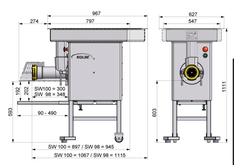 Enterprice E32 / Unger B98 Hålskivans diameter mm 100 / 98 Standard skålvolym Ltr 45 Förstorad skålvolym (tillval) Ltr 64 Ca kapacitet med 3mm slutskiva.