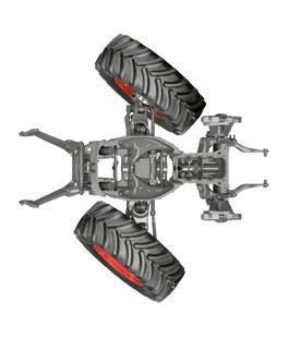 Frontlastarkonsolerna är fastskruvade direkt på motorram och transmission.