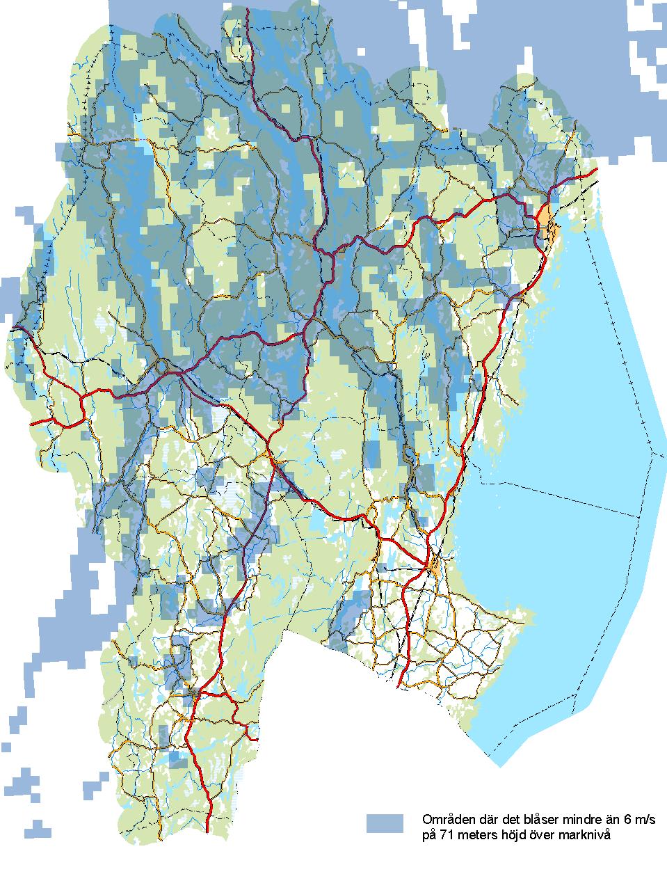 Figur 1. I analysens första steg tas områden bort som är olämpliga med hänsyn till intressekonflikter. Dessa områden är gråmarkerade i kartan.
