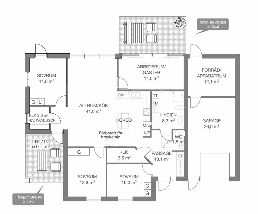 Om familjen växer i framtiden och ni behöver större boende kan man enkelt bygga ut en Solvilla 123 till en Solvilla modell 135 och få ett extra sovrum, utan att behöva flytta.