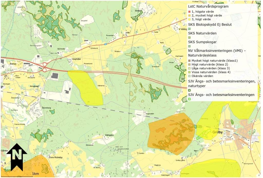 Flera områden inom skogsområdet är enligt Skogsstyrelsen klassade som sumpskogar, se Bild 5.