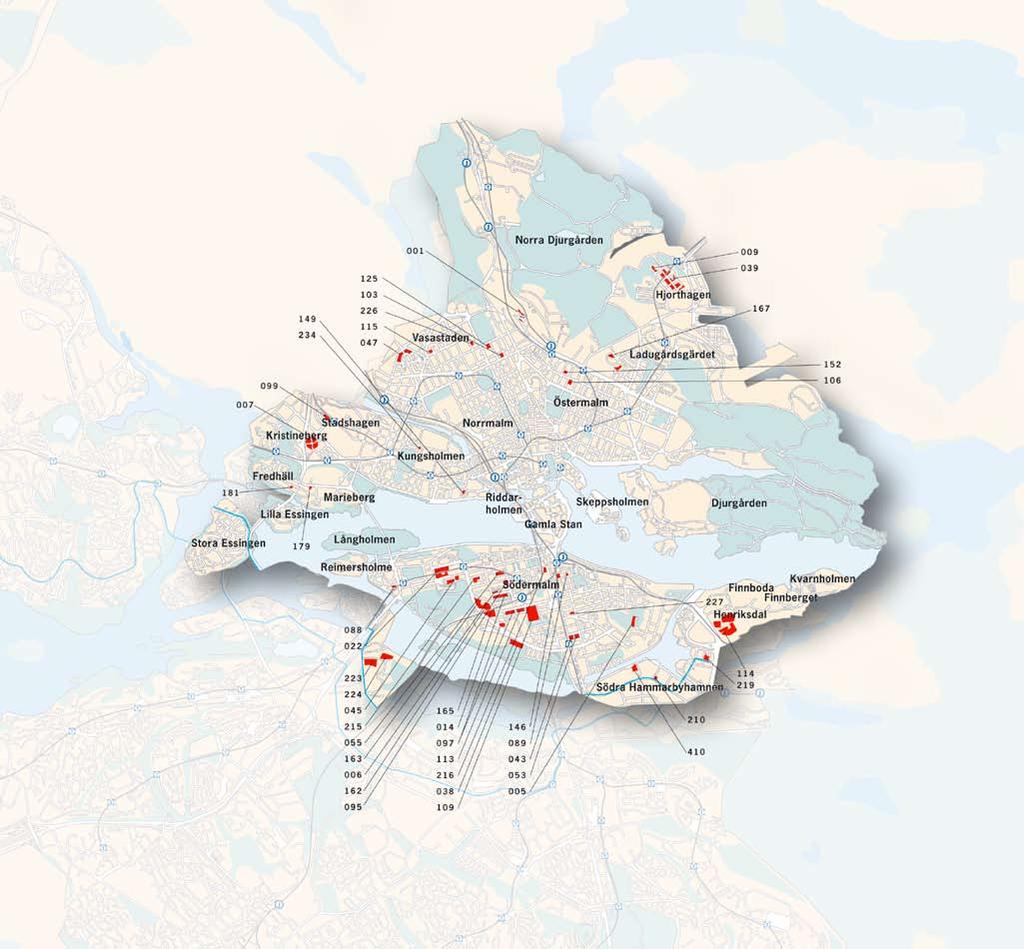 76 stockholmshems fastighetsinnehav marknadsområde innerstaden Innerstaden B) Bränsleavgift ingår ej i hyran. D) Delvis ombyggd. E) Hushållsel ingår i hyran. F) Fastigheten såld med tillträde 2009.