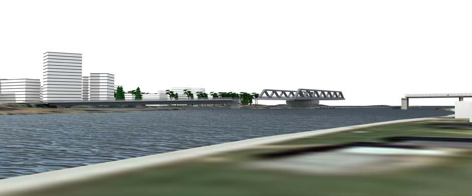 Svängbro Princip för svängbro Den västra delen av den nya bron utförs som en s.k. samverkansbro i stål och betong med en total längd av 120 meter.