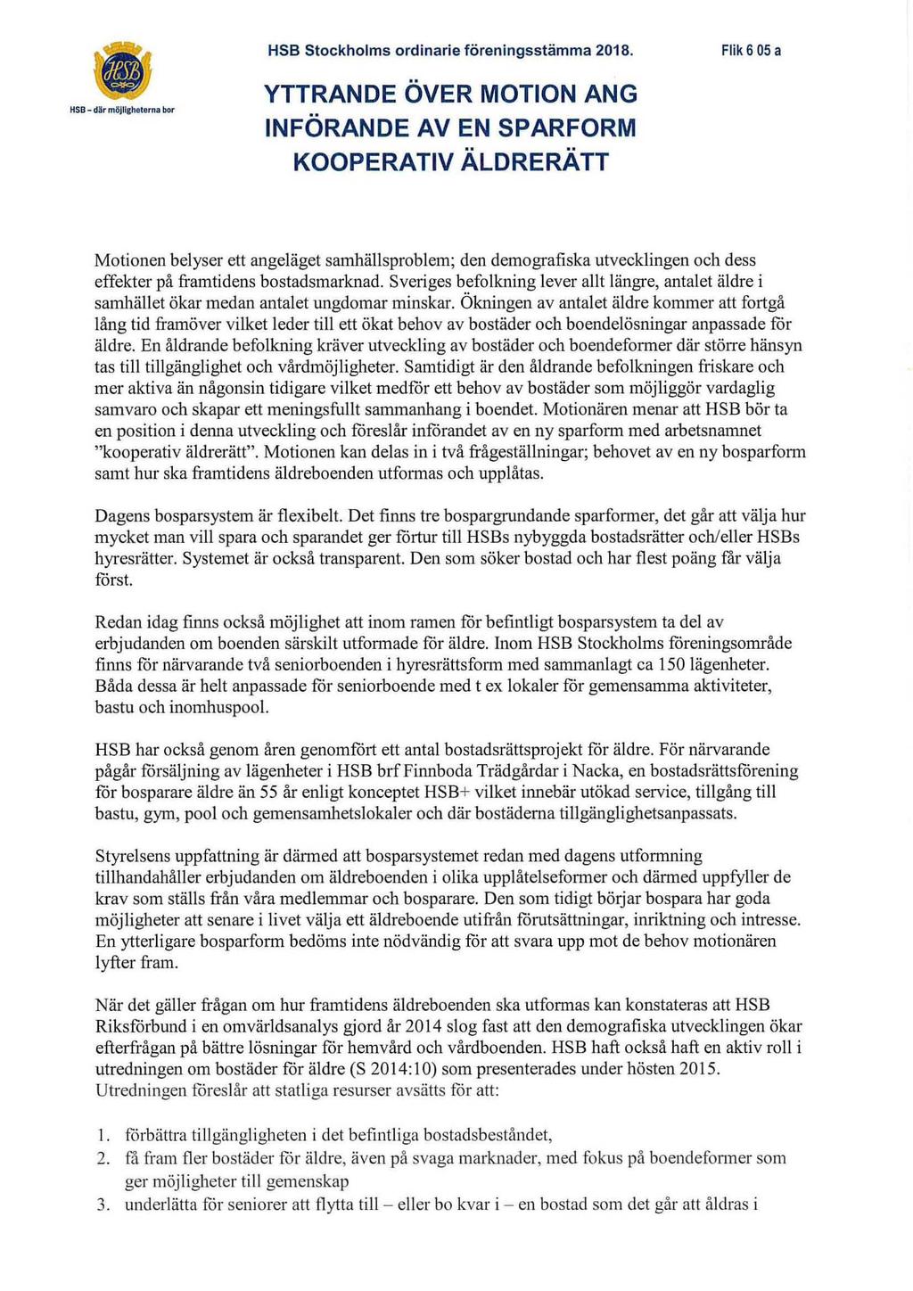 HSB Stockholms ordinarie föreningsstämma 2018.