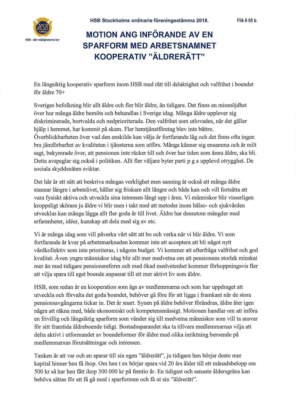 HSB Stockholms ordinarie föreningsstämma 2018.