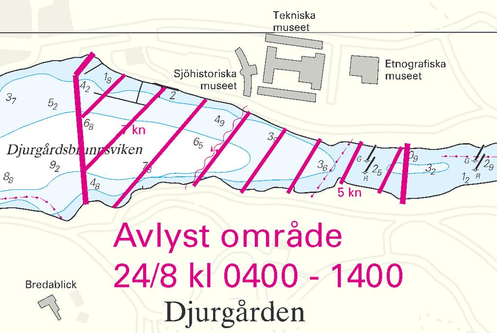 5 Nr 219 * 5045 (T) Sjökort/Chart: 6141 Sverige. Norra Östersjön. Stockholm. Djurgårdsbrunnsviken. Tillfällig avstängning. Triathlontävling.