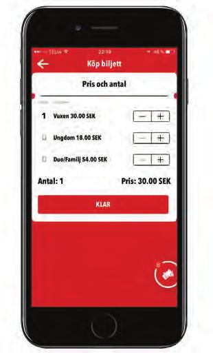tryck Klar, c) Tryck Köp Biljett 3.