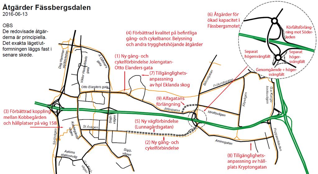 7 Slutsatser och diskussion Fässbergsmotets nuvarande utformning har för låg kapacitet för den framtida trafikefterfrågan som exploateringarna enligt scenario 2020 etapp 1 medför.