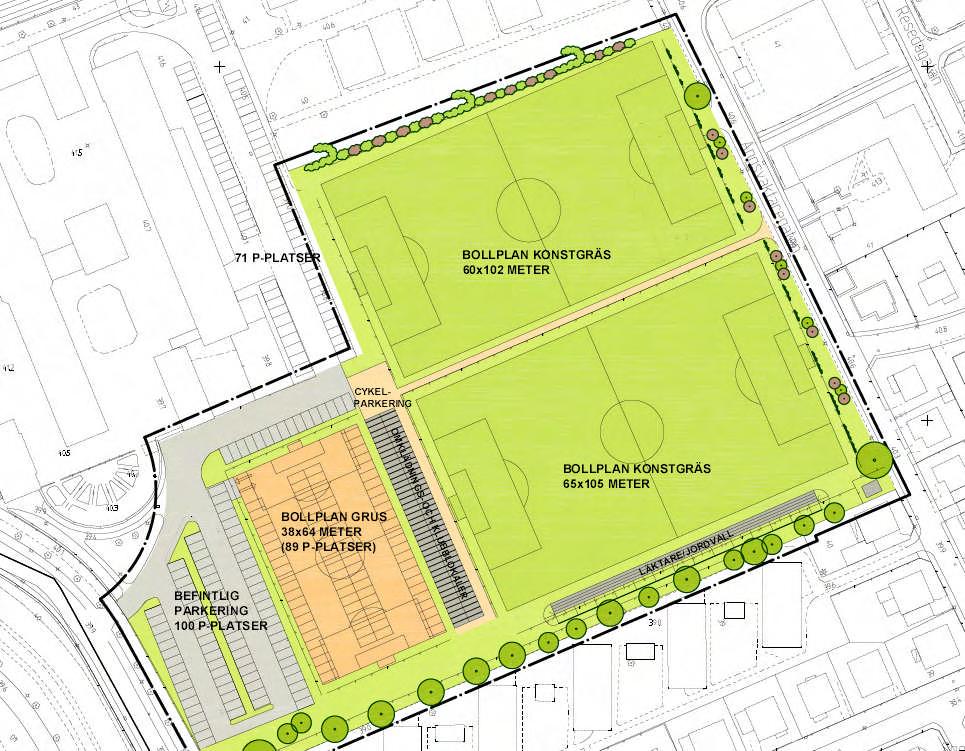 8/13 Befintlig parkering söder om fängelsebyggnaden rymmer 80 platser och öster om fängelset 58 platser (inklusive befintligt garage), d.v.s. sammanlagt 138 platser.