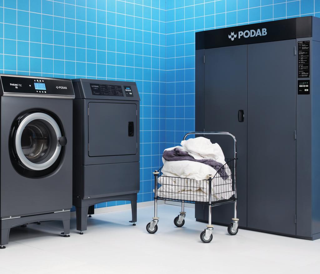 Produkter för den gemensamma tvättstugan På följande sidor kan du läsa om PODABs högkvalitativa produkter som passar perfekt i den gemensamma tvättstugan.