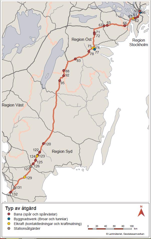 Transportflöde Stockholm Malmö Större reinvesteringar (>10 mnkr) samt