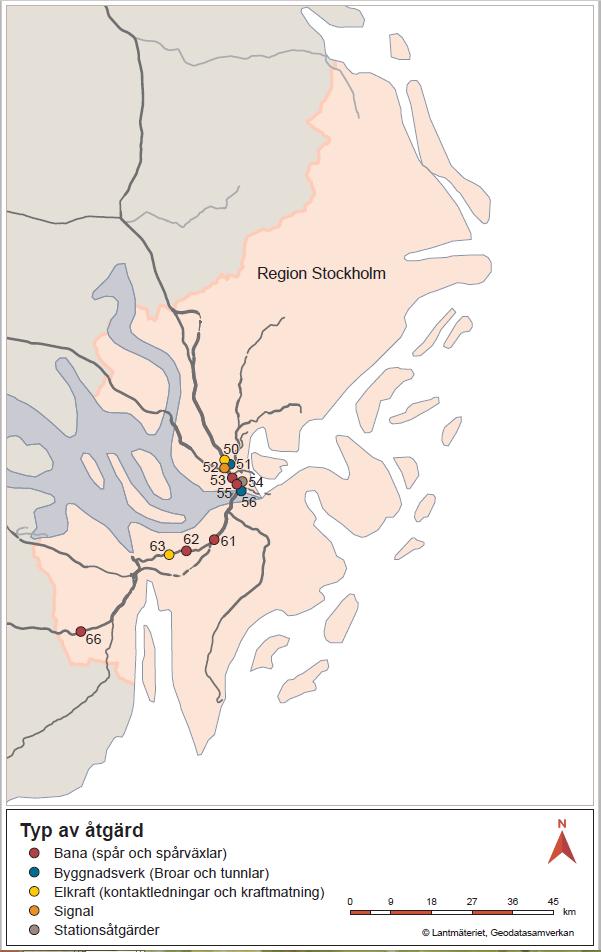 Åtgärder i region Stockholm Större reinvesteringar (>10 mnkr) samt