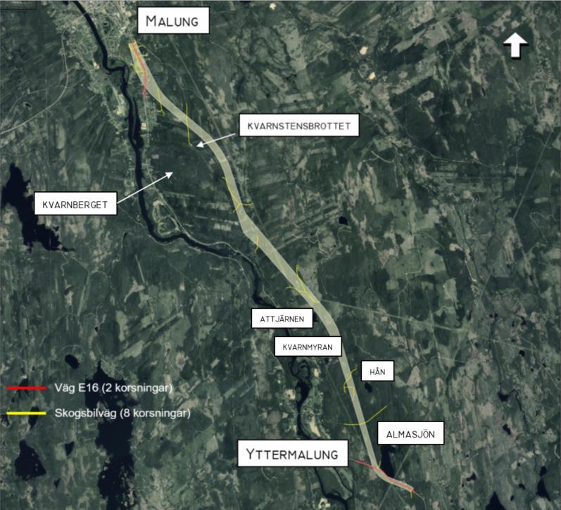 Övergripande förutsättningar VU 2+1 väg anpassad för 100km/h Skogbilsvägar bör upprätthållas antingen med ett byggnadsverk eller med vägar som är