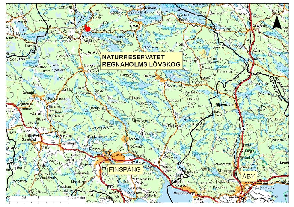 Naturreservatet Regnaholms lövskog 2. Syfte, föreskrifter och skäl för beslut (se reservatsbeslut; syftet beskrivs även i denna skötselplans plandel under B1) Översiktskarta.