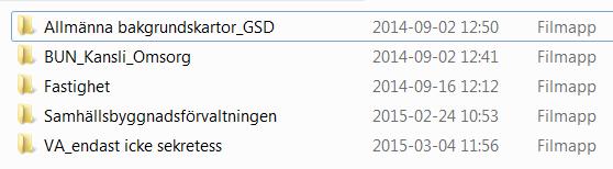 Välj önskad LYR-fil i mapparna: Fastighetskartorna finns under Allmänna bakgrundskartor_gsd. OBS! För att öppna ett kartdokument använder man den vanliga Öppna - knappen,, inte Lägg till data,.