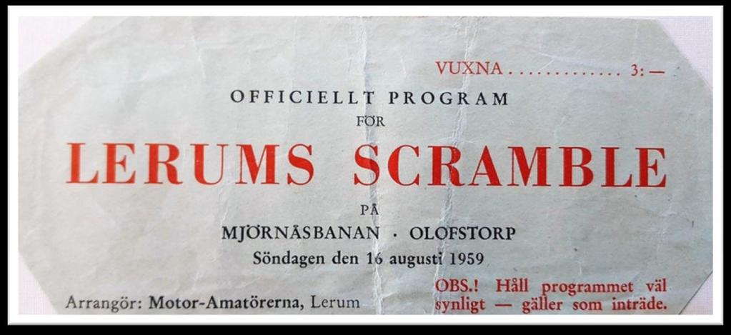Mjörnåsbanan Olofstorp 1959. Lerums Scramble på Mjörnåsbanan Olofstorp.