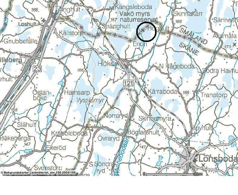 BILAGA 1 2(2) Översiktskarta med en svart ring kring naturreservatet.