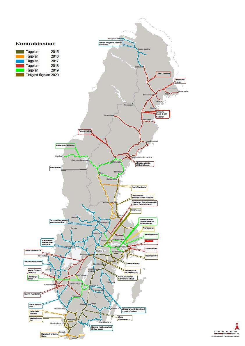 Fortsatt införande av servicefönster Kontrakt aktuella inom Norra och Mellersta banregionerna för Tågplan 2018: Södra Malmbanan
