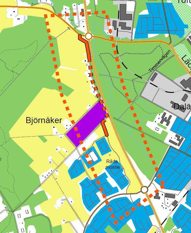 Tänkbar parallellväg för att undvika ny anslutning till Ringleden.