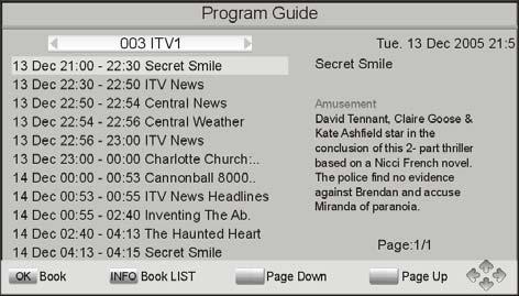 Flytta ett TV- eller Radioprogram 1. Markera det önskade programmet och tryck därefter på knappen RED. En flytta symbol framträder 2. Tryck på UP/DOWN för att flytta programmet 3.