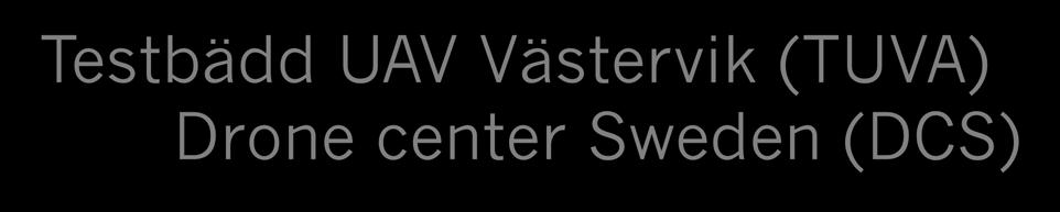 Testbädd UAV Västervik (TUVA) Drone center Sweden (DCS) Övrigt: Kravställning Dataanalys Riskanalyser Demo case (success) UAVat Företagsformer Upplåtelseformer Uthyrning, samägande Former för