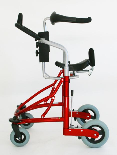 Meywalk MK4, storlek mini, small, medium och large, är en gåstol som vänder sig till barn, tonåringar och vuxna som i första hand behöver träning och stöd för att stå eller gå.