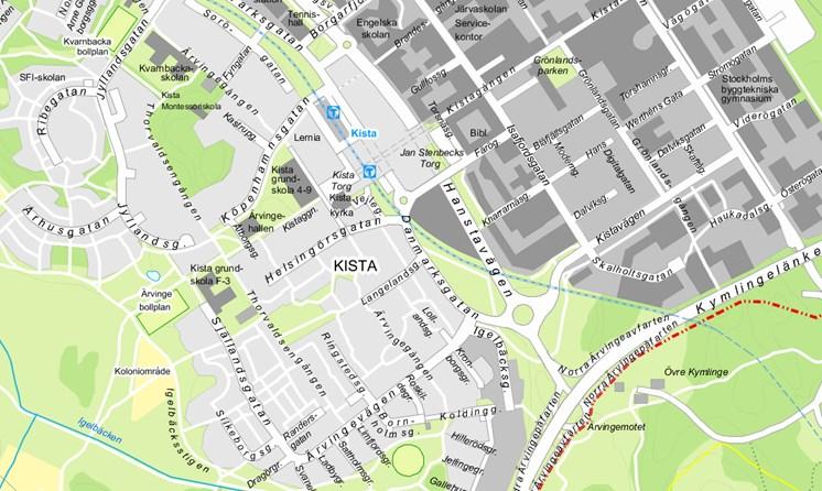 Sida 10 (15) Figur 9 Danmarksgatan i Kista, där nytt busskörfält (grön markering) anläggs.