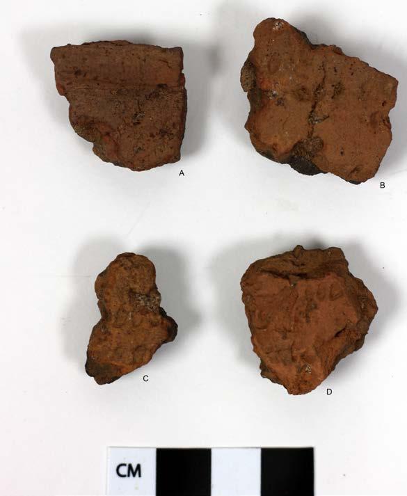 Fig. 2. Senneolitisk keramik med dekor. A) F278. B) F260. C) F161. D) F72.
