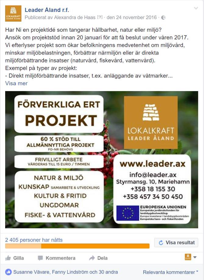 Landsbygdsnytt publicerade en annons i november 2016 för att sprida