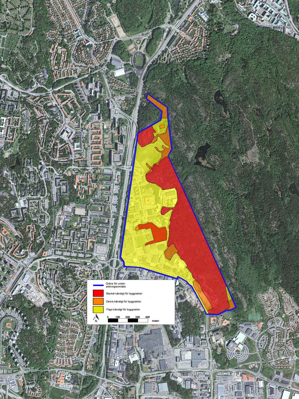 för habitatfragmentering, förekommande skyddsvärda arter samt hur starkt dessa faktorer skulle påverkas av bebyggelse.