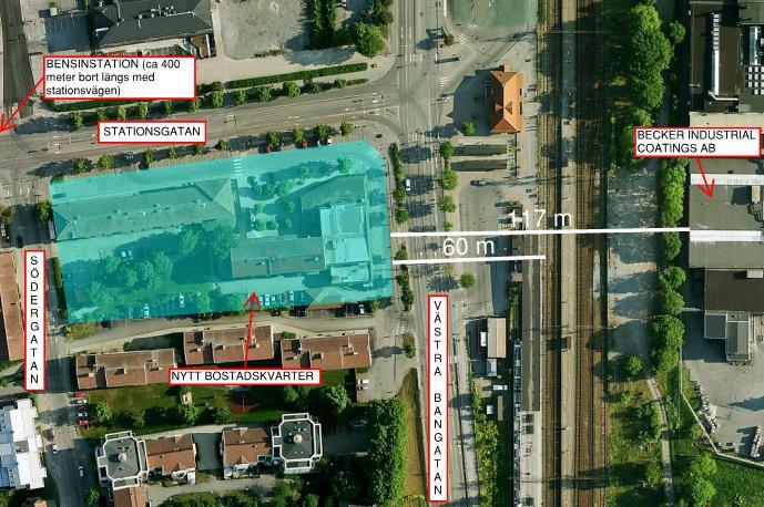 24 / 72 5 FÖRUTSÄTTNINGAR OMRÅDESBESKRIVNING Ny bebyggelse kommer att uppföras ca 117 meter från Becker Industrial Coatings AB:s närmaste byggnad.