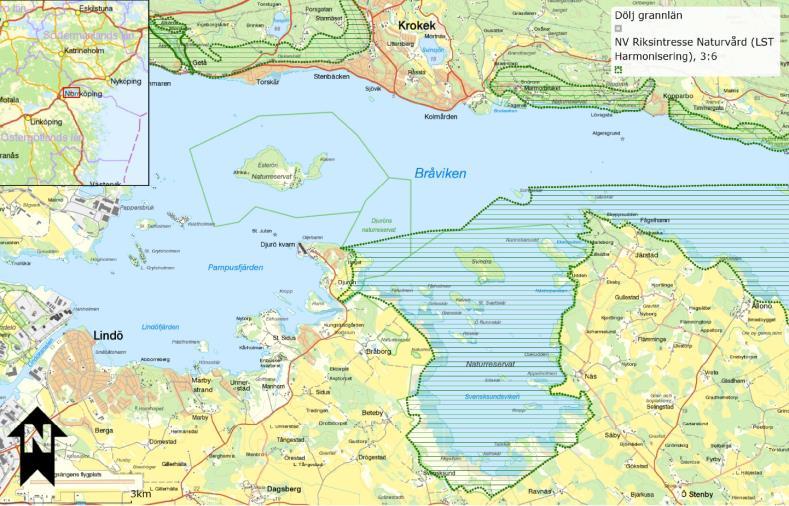 Figur 14. Riksintresse för naturvård (källa: NOKA) 5.5.2 Naturreservat Det finns flera naturreservat i närheten av utbyggnaden på Händelö och vid Esterön.