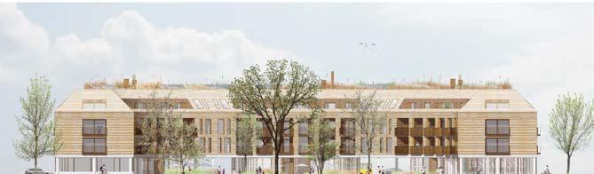 Frånvaron av privat utemiljö kompenseras med generösa balkonger mot gatan och loftgångar som utformas som entrébalkonger mot torget.