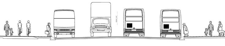 Sektion Norra Västkustvägen Parkering och angöring Under torget och flerbostadshuset medges för ett underjordiskt parkeringsgarage som tillgodoser det parkeringsbehov som de nya verksamheterna och