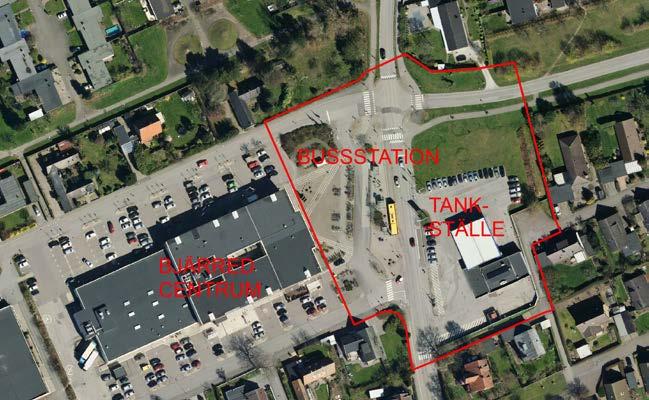 FÖRUTSÄTTNINGAR Mark Nuvarande användning Inom planområdet finns idag en torgbildning framför Bjärred centrum, en busstation, ett tankställe samt gatumark.