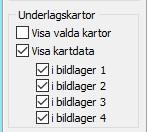 Varje kartblad visas som en vit ruta med några faktauppgifter om kartan (metadata) uppe till vänster i rutan.