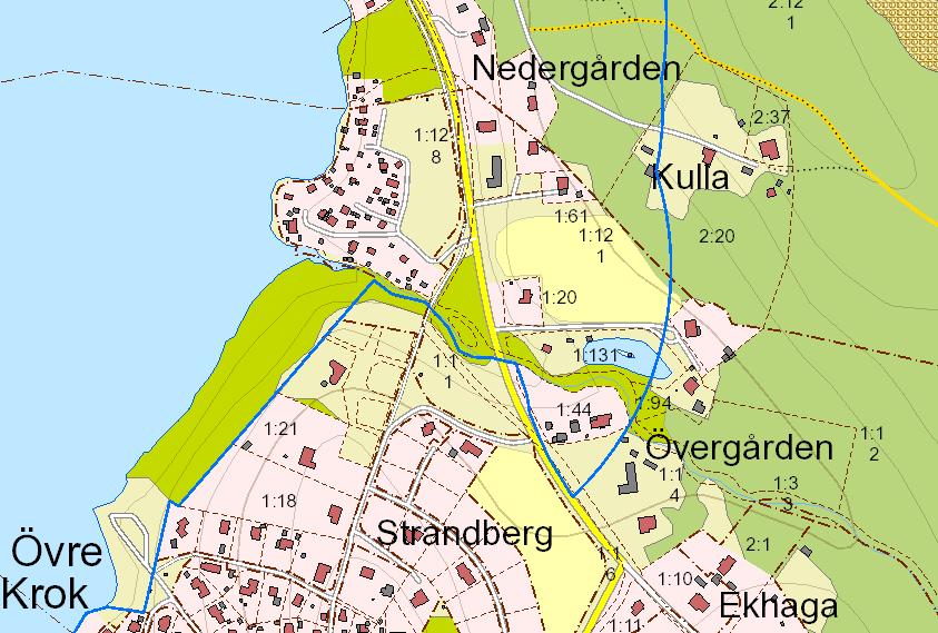 Detaljplaner Området är inte detaljplanelagt. I väster angränsar planområdet till Nedre Krok som omfattas av områdesbestämmelse. Här får bebyggelsen endast utgöras av låga och småskaliga fritidshus.